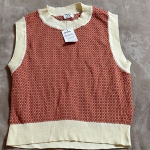 Cotton On dork orange and Cream Knit Tank Top